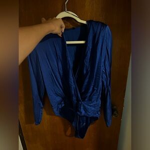 NWOT ZARA silky deep v neck long sleeve bodysuit